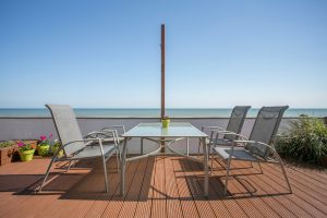 Outdoor dining at the beach house